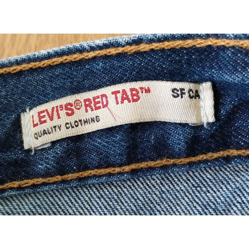 Vintage Levi's Red Tab Denim Jean Skirt Size 12 Blue 100% Cotton Knee Length USA